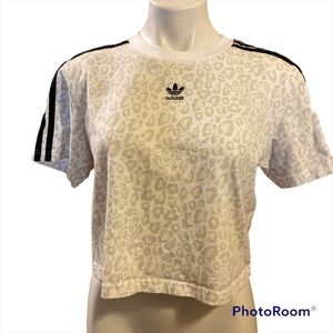 ADIDAS muted leopard cheetah print crop top